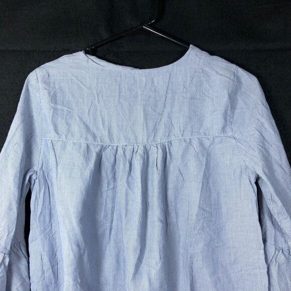 Madewell Womens Shirt Blue White Veranda Bell Sleeve Button Down XS - Picture 11 of 12